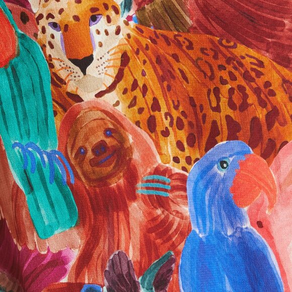 FARM Rio Animal Collage Midi V Neck Dress Size Medium - Picture 7 of 13